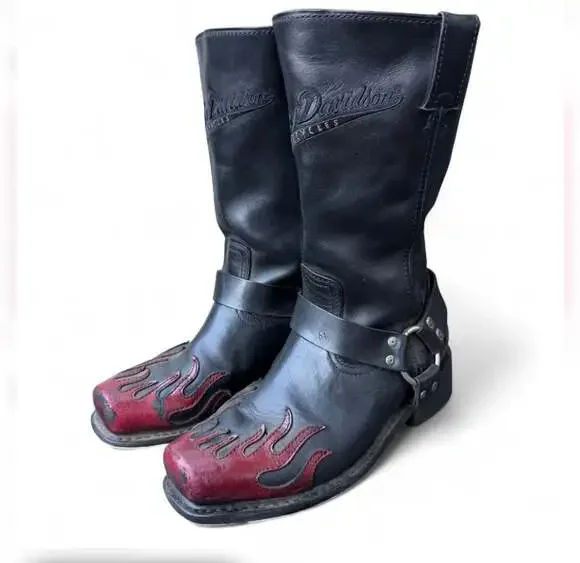 Mens Harley Davidson boots Slayton D93141 leather black oil resisting - Picture 2 of 10